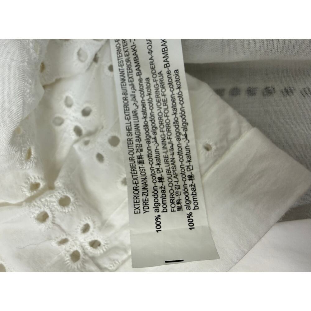 Zara White 100% Cotton Eyelet Dress Ruffle Embroidery Cottagecore Boho XS - Picture 6 of 10